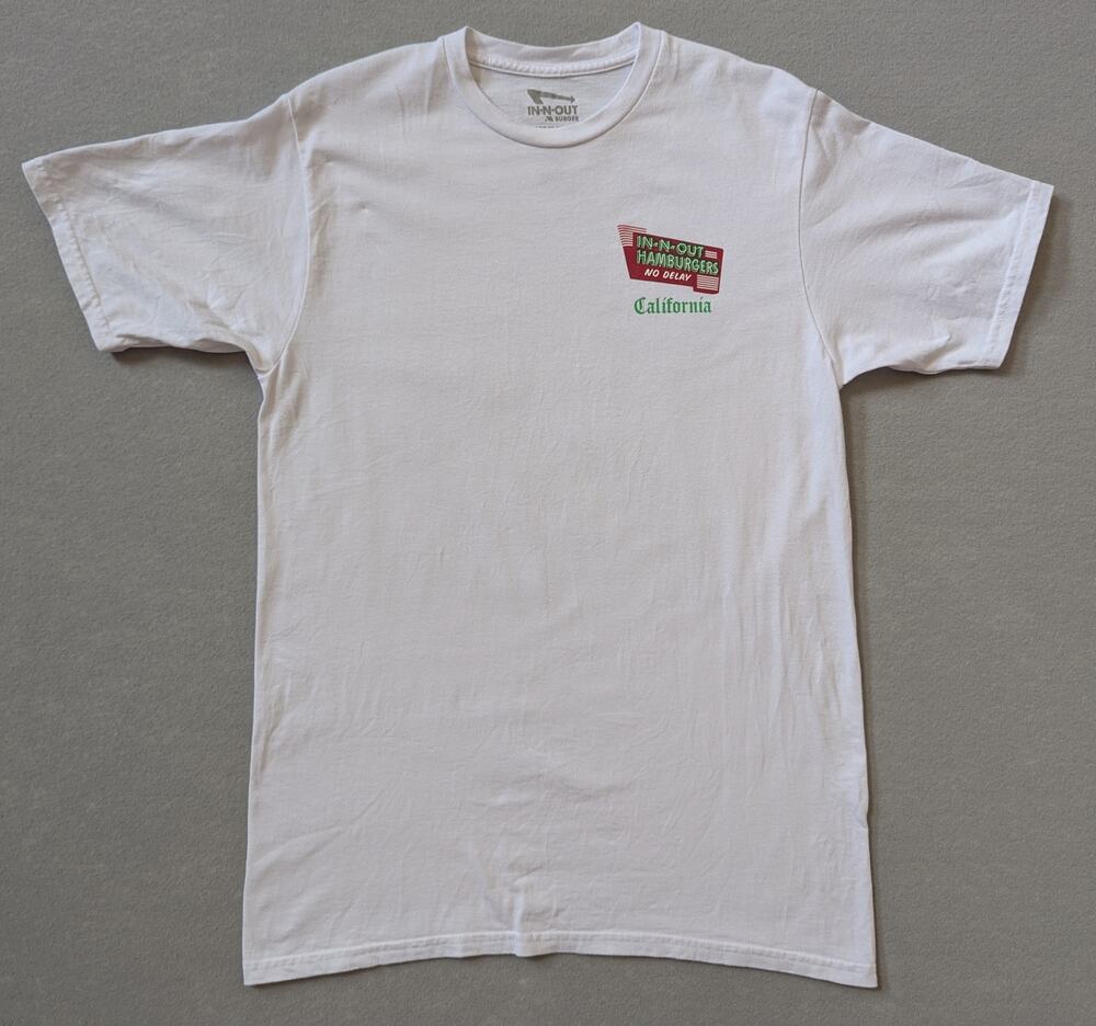In-N-Out Burger Neon Sign Graphic T-Shirt White Men's Size M California